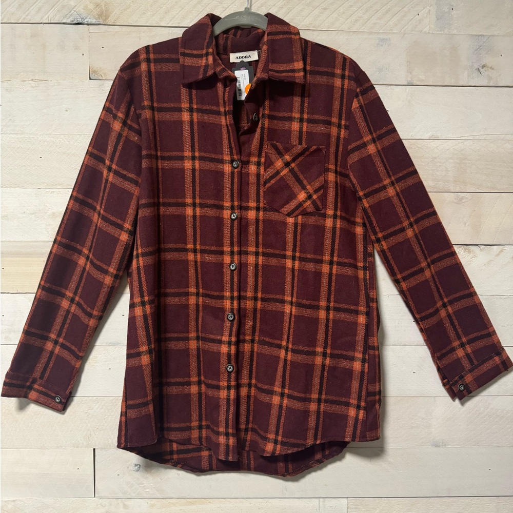 ADORA Red and Orange Casual Button Down Shirt